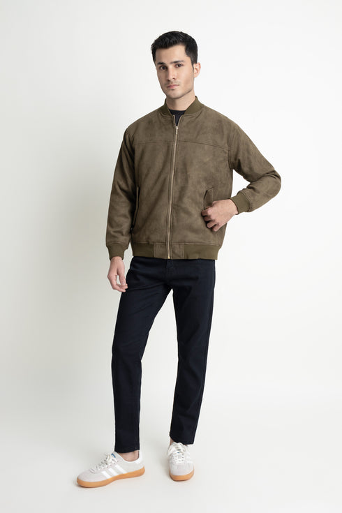 The Olive Regular Fit Suede Jacket